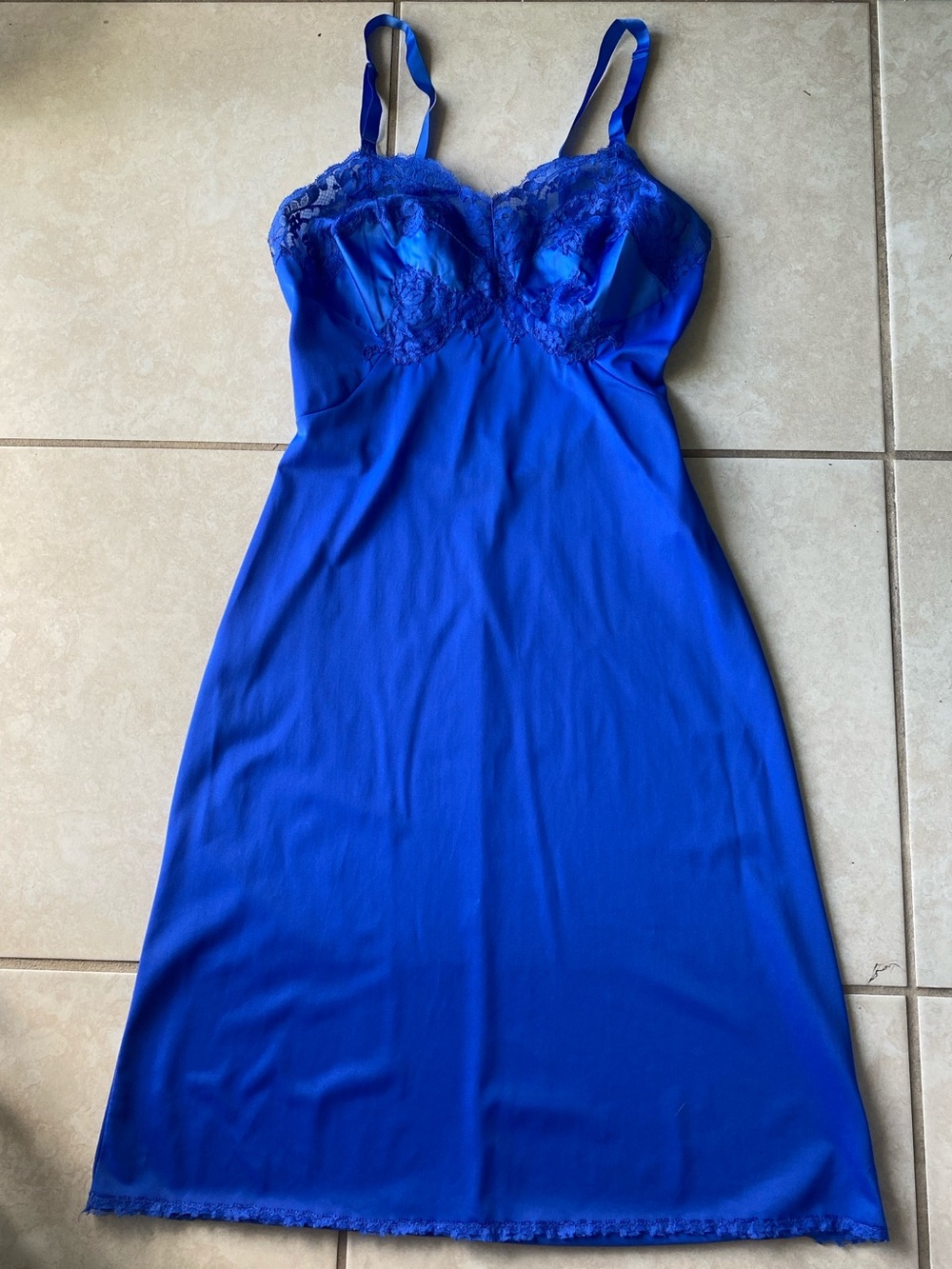 Vintage 1960s Gossard Artimis Royal Blue Lace Slip Dress